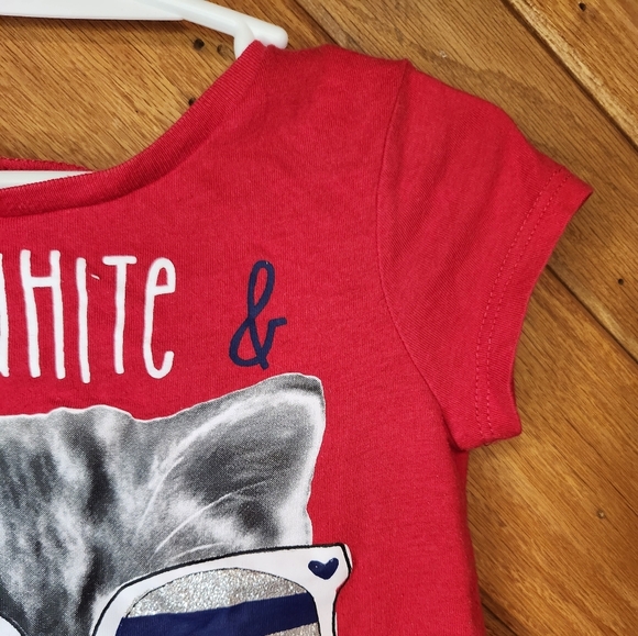 2 Fourth of July shirts 4t girl cat with glasses and tie dye tassle tank top - Picture 11 of 14